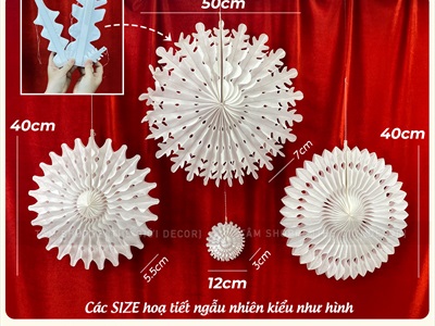 Giấy xếp Bông tuyết - Tuyết nhũ Trắng (Nhiều kiểu - Nhiều Size) GIAYXEP-01